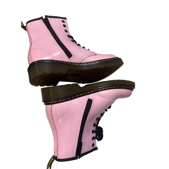 Dr. Martens Girls Pink Patent Leather Lace-Up & Side-Zip Boots Durable Sole Size - Picture 7 of 8